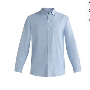 George Mens Performance Dress Shirt Long Sleeve Blue Stripe Modern Fit M 38-40